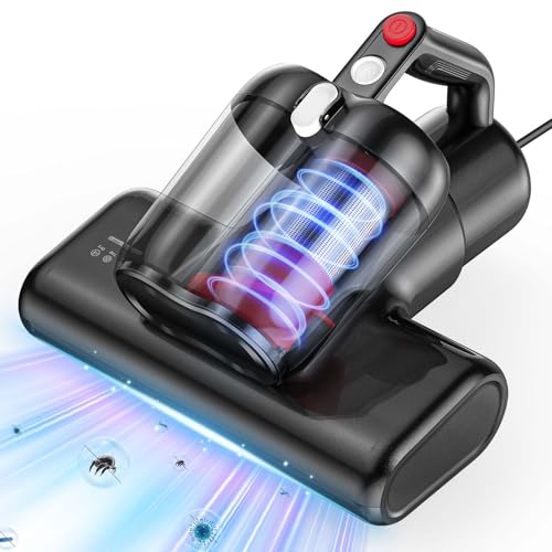 YUFAC Milbensauger für matratzen, 16Kpa Matratzenreiniger Bettstaubsauger mit UV-Licht HEPA-Filter Heißluftfunktion Staubmilben-Sensor Ultraschall, 600W Handstaubsauger für Bed Sofa (Schwarz) von YUFAC