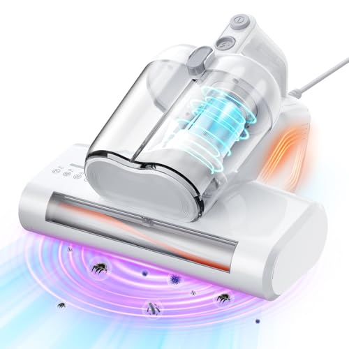 YUFAC Milbensauger für matratzen mit UV-Licht, 16Kpa Matratzenreiniger Bettstaubsauger mit HEPA-Filter Heißluftfunktion Staubmilben-Sensor Ultraschall, 600W Handstaubsauger für Matratze Sofa (Weiß) von YUFAC