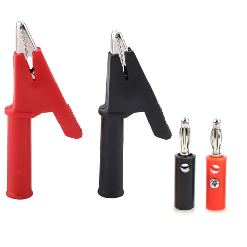 2 Stück Krokodilklemmen 2 Stück 4mm Bananenbuchse,vollisolierte Krokodilklemmen mit 4mm Bananenbuchse Kupfer Federzwingen Bananenstecker für Messleitungen Multimeter Kabel elektrische Prüfung von YUFFQOPC