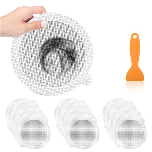 30 Stück Abflusssieb Haarsieb Dusche Abflussabdeckung für Badezimmer Abfluss Haarfänger Duschabfluss Mesh Aufkleber Boden Abfluss Quadrat Abflussschutz Aufkleber Abflusssieb für Duschen Badewannen von YUFFQOPC