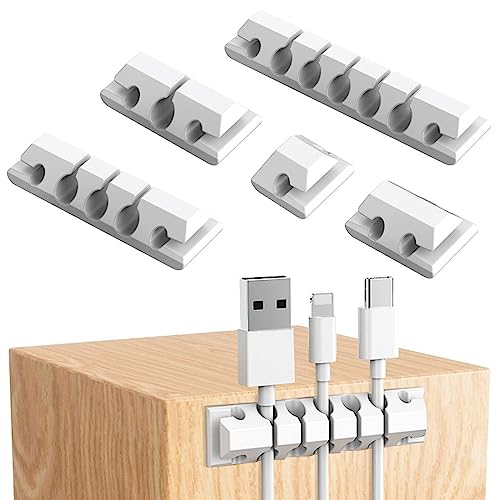 5 Stück Kabelclips Kabelhalter, Selbstklebend Kabelclips Silikon Kabelmanagement Kabelclips Kabel Vielzwecke Kabelführung Kabel Organizer Set für USB Ladekabel, Schreibtisch Computer PC, Weiß von YUFFQOPC