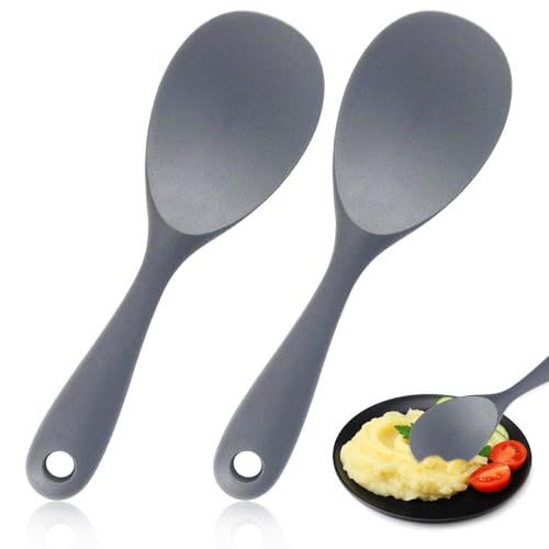 Servierlöffel 2 Stück Kochlöffel Kunststoff Silikon Kochlöffel Silikon Löffel mit Loch Zum Aufhängen Komfortablem Griff Küchengeräte und küchenhelfer für KüChe Reiskocher Reis(2, Grau) Servierlöffel 2 Stück Kochlöffel Kunststoff Silikon Kochlöffel Silikon Löffel mit Loch Zum Aufhängen Komfortablem Griff Küchengeräte und küchenhelfer für KüChe Reiskocher Reis(2, Grau) von YUFFQOPC