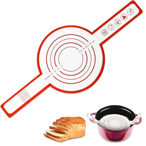 Silikon Backmatte Silikonmatte Backen Groß Backunterlage mit Langen Griffen Wiederverwendbar Backmatte Silikon Backofen für Dutch Oven Backofen Mikrowelle Dampfgarer (1, Rot) von YUFFQOPC