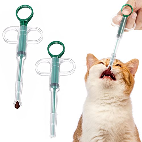 Tabletteneingeber Katze 2 Stück Tabletten Feeder Tablettenteiler Haustier Medikamenten Spritze Wiederverwendbare Pet Pusher Spritze Tablettengeber für Katzen Kleine Hunde von YUFFQOPC