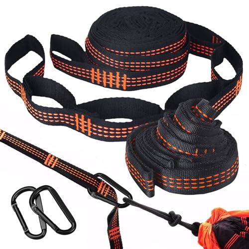 YUFFQOPC Hängematte Befestigung 2er Pack, 2 m x 2,5 cm Hängematten Aufhängung,Hängematte Halterung, Befestigung Hängematte mit 6 Schlaufe, Aufhängung Hängematte für Camping Outdoor Reise max 200 kg von YUFFQOPC
