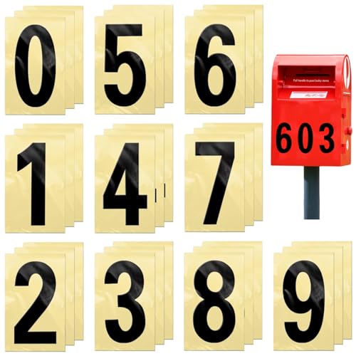 Zahlen Aufkleber 0-9 Reflektieren Zahlen Sticker 30 Stück Klebezahlen 10 x 4.8 cm Zahlen Zum Aufkleben Wasserdicht Selbstklebend für Briefkasten Mülltonnen Behälter Hausnummern (Schwarz) von YUFFQOPC