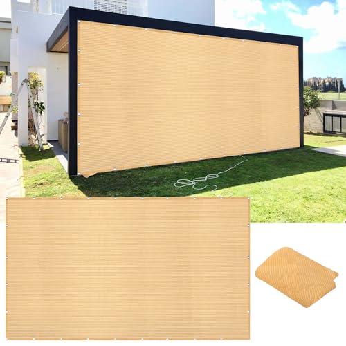 Sonnensegel Atmungsaktiv 250 x 550 cm Rechteckig Atmungsaktiv 98% UV Schutz Markisenstoff Balkonverkleidung Vielen Größen mit Spannseilen für Patio Hinterhof Rasengarten, Creme Farben von YUGAOYU