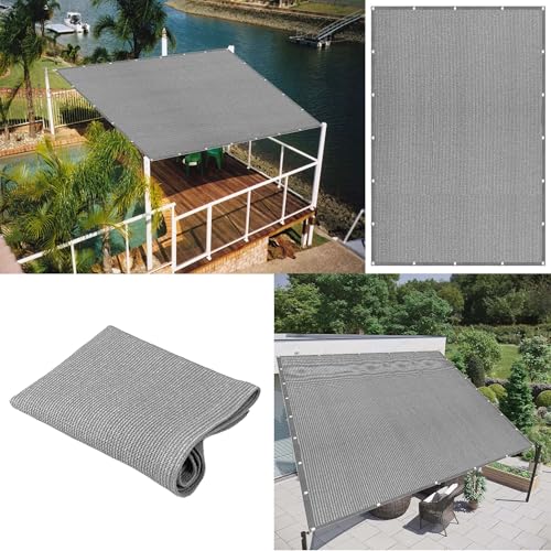 Sonnensegel Atmungsaktiv 440 x 860 cm Rechteckig Atmungsaktiv 98% UV Schutz Sichtschutz Balkon Ohne Bohren mit Ösen Segeltuch für Terrasse Camping, Hellgrau von YUGAOYU