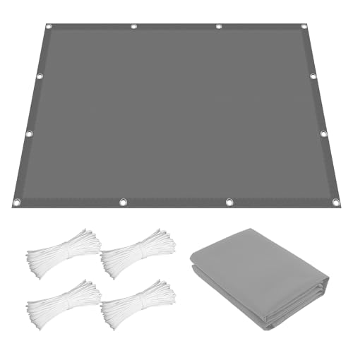 Sonnensegel mit Ösen 0.7 x 3.4 m Rechteckig Wasserdicht Sonnenschutz Windschutz Abdeckung Schattenstoff Vielen Größen mit Spannseilen für Terrasse Balkon, Hellgrau von YUGAOYU