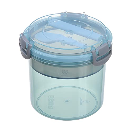 YUGHGH 2in1 Müslibecher Behälter to Go Mit Faltbarer Löffel Eisbeutel zur Kühlung Müslibecher für Picknick Auslaufsicherer Lunchpot Joghurtbecher to Go mit Löffel Müslibecher to Go (Blue, One Size) von YUGHGH