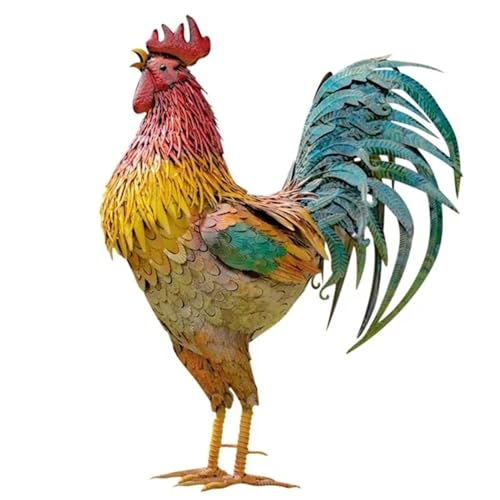 YUGHGH Gartenstecker Gartenfigur Huhn Deko Dekofiguren Garten Deko Statuen Garten Dekor Draußen Garten Gartendekorationen Huhn Für Zaunhocker Rasen Deko Nicht dreidimensional (Red, One Size) von YUGHGH