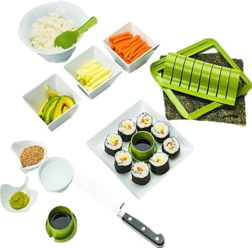 YUGN Sushi-Maker mit Sushi-Matte 7 Teilig - Sushi zubereiten mit köstlichen Sushi-Rezepten von YUGN