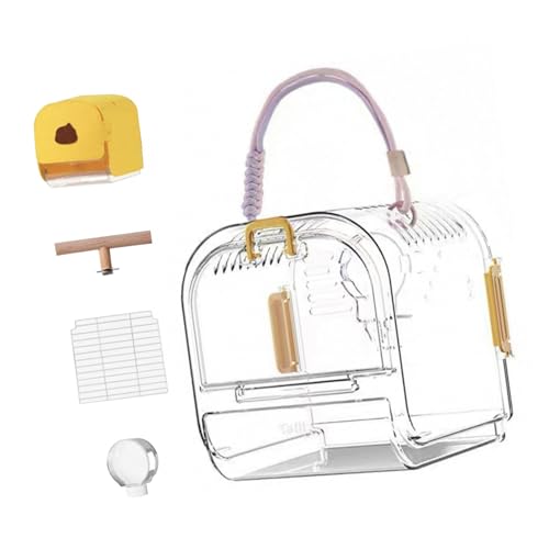 Sicherheits-Haustier-Tragetasche, große Kapazität, belüftete Reisetasche, für Outdoor-Vogelausflüge, Vogelkäfig mit Futteranschluss Sicherheits-Haustier-Tragetasche, große Kapazität, belüftete Reisetasche, für Outdoor-Vogelausflüge, Vogelkäfig mit Futteranschluss von YUGSHNKFC