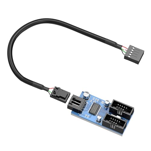 USB 2.0 9-poliger Erweiterungsadapter, 9-poliger USB-Splitter mit 15-poligem Stromanschluss, für Gamer, Designer und Programmierer USB 2.0 9-poliger Erweiterungsadapter, 9-poliger USB-Splitter mit 15-poligem Stromanschluss, für Gamer, Designer und Programmierer von YUGSHNKFC