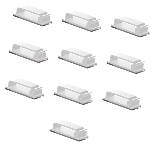 YUGSHNKFC 10 x Kabel-Clip-Kabelhalter, Mehrzweck-Management-Halter-Set mit selbstklebender Basis für Schreibtisch, Schreibtisch von YUGSHNKFC