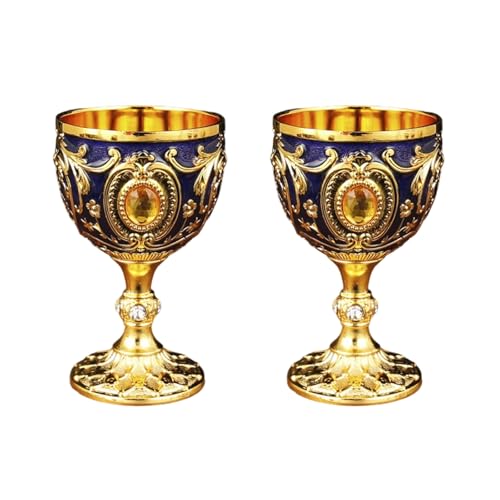 YUGSHNKFC 2 Stück Vintage Mittelalterliche Kelche Trinkglas Trinkbecher Metall Weinglas Partyzubehör für Sammlung Dekoration Trinkbecher Metall Weinglas Dekoration von YUGSHNKFC