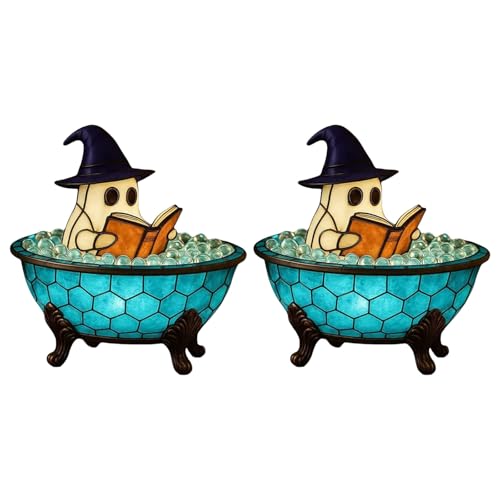 YUGSHNKFC 2pcs Retro Geisterblasen Badewanne LED LED Desch DIE BADE NACHTLICH FÜR Halloween Decoration Party Tisch Mittelstücke Geistere Bubble Bad Nightlight von YUGSHNKFC