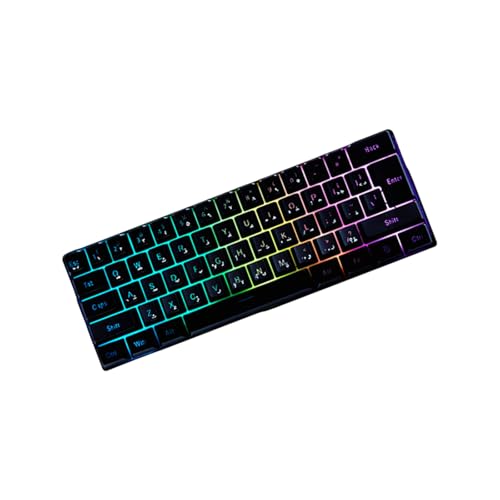YUGSHNKFC Gaming Tastatur In Voller Größe LED LED Backbeleuchtung Keycap Ruhiger Computer 61 Tasten Kordelte Keyboards Für PC Desktop Office Travel Friendly Office von YUGSHNKFC