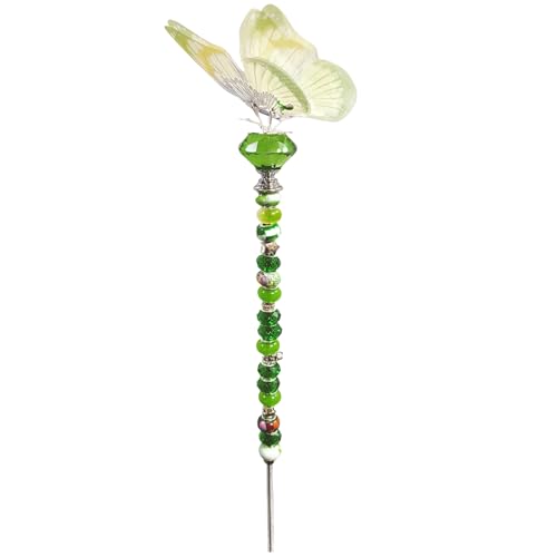 YUGSHNKFC Garten Dekorative Pfahlhandwerksmaterialien Mit Farbenfrohen Perlen Kreativer Handgefertigter Schmetterling Feen Wand Hinterhof Ornament Handmade Gartenpfahl von YUGSHNKFC