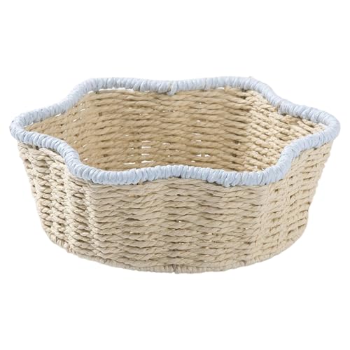 YUGSHNKFC Handgewebte Papierseilkorb Mit Eisenrahmen Desktop Anlagenhalter Und Hausaufbewahrung Multifunktionaler Papierkabel Dekoratives Korb von YUGSHNKFC