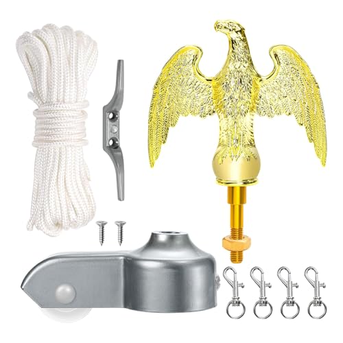 YUGSHNKFC Komplettes Fahnenmast-Wartungs-Set mit drehbaren Clips, Klampen und 15 m langem Seil für den Außenbereich, Aluminium-Falcon-Fahnenmast YUGSHNKFC Komplettes Fahnenmast-Wartungs-Set mit drehbaren Clips, Klampen und 15 m langem Seil für den Außenbereich, Aluminium-Falcon-Fahnenmast von YUGSHNKFC