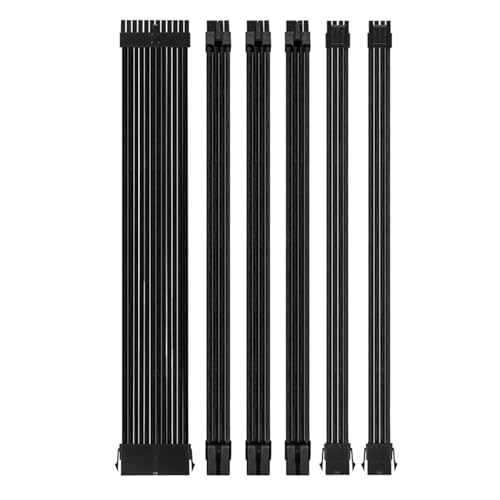 YUGSHNKFC PC Netzteilversorgungshülsenkabelverlängerung Set 30 cm 24Pin PCIe GPU 8Pin CPU 4+4Pin Erweiterungen Mit Combs Set Netzteilerweiterung von YUGSHNKFC