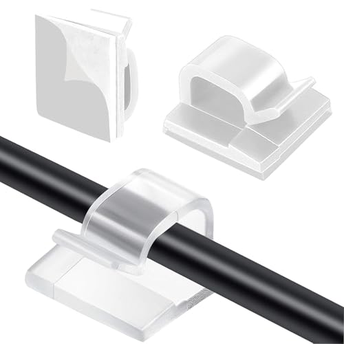60 Stück Kabelclips, Cable Holder, Kabelklemmen Selbstklebend, Cable Clips, Outdoor Kabel Clips, Kabelmanagement Haken Draht Halter, Für Kabelbefestigung Lichterkette (Transparent) von YUGUOLAN