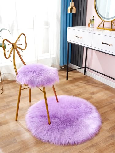 YUGWNN Helles Lila Waschbarer Klein Teppich Rund, Stuhl Sitzkissen，Flauschiger Teppiche,Teppich Schlafzimmer Rundezur, Dekoration Von Wohn-, Schlaf- Oder Kinderzimmer,Fotografie-Requisiten,30 cm runde von YUGWNN