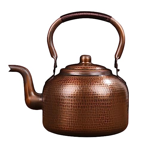 Wasserkessel Pfeifkessel,Handgeschmiedet Aus Verdicktem Reinem Kupfer,Automatische Sirene,Wenn das Wasser Kocht,Geflochtener Seilgriff zum Schutz Vor Verbrühungen,3L/5L (B/5L/No Hooting) von YUHANG