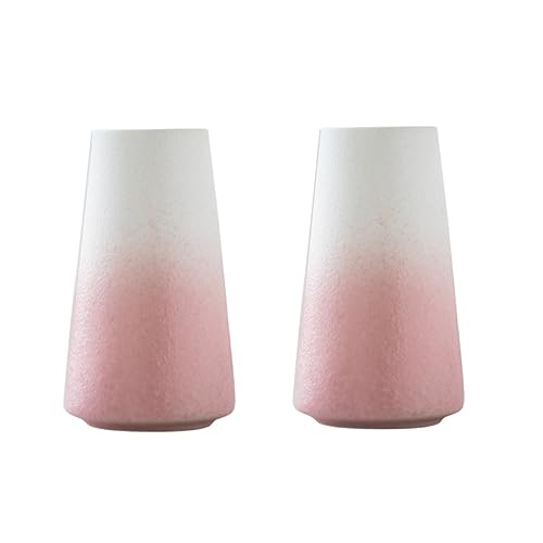 Keramikvase, Blumenvase, dekorative Vase für Pampasgras, kleine Vase für Zuhause, Wohnzimmer, Esstisch, Bauernhaus, Bücherregal, Bürodekoration – 8,4 cm L x 5 cm Kaliber x 15 cm H (Rosa) von YUHANOER