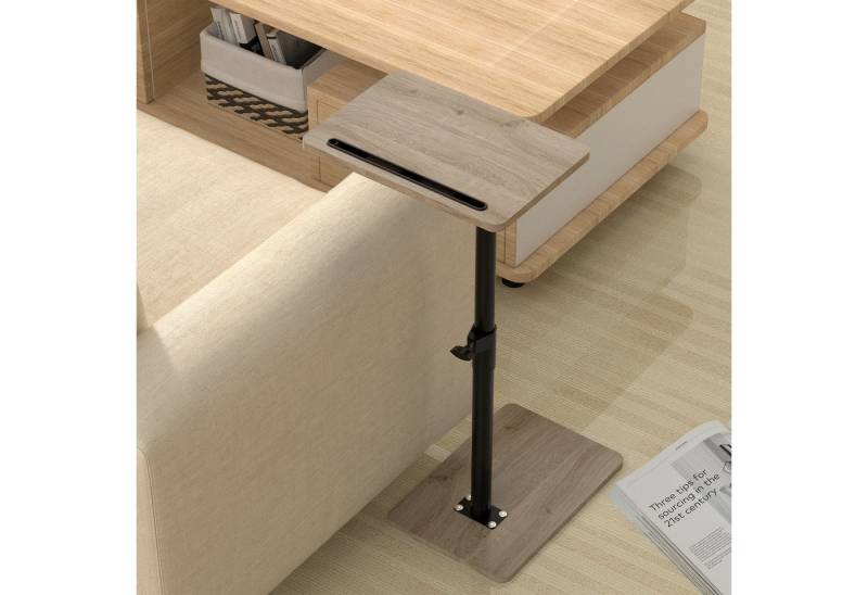 YUHFERA Beistelltisch 360° schwenkbarer höhenverstellbar Couchtisch/Holz Sofatisch (1-St), aus MDF-Holz und Metall, einfach zu montieren von YUHFERA