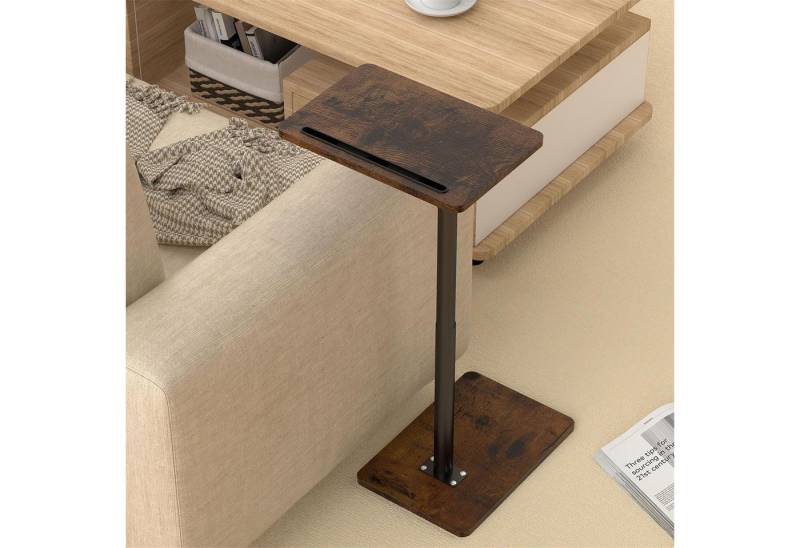 YUHFERA Beistelltisch 360° schwenkbarer höhenverstellbar Couchtisch/Holz Sofatisch (1-St), aus MDF-Holz und Metall, einfach zu montieren von YUHFERA