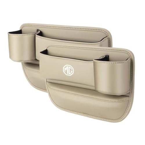 YUHGGVFG Autositz Seitentaschen Organizer für MG MG 4 2022-2023+,Leder-Getränkehalter Handy Auto Organizer Kleinigkeiten,B von YUHGGVFG