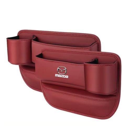 YUHGGVFG Autositz Seitentaschen Organizer für Mazda3 (Axela) - 2003-2024,Leder-Getränkehalter Handy Auto Organizer Kleinigkeiten,C von YUHGGVFG