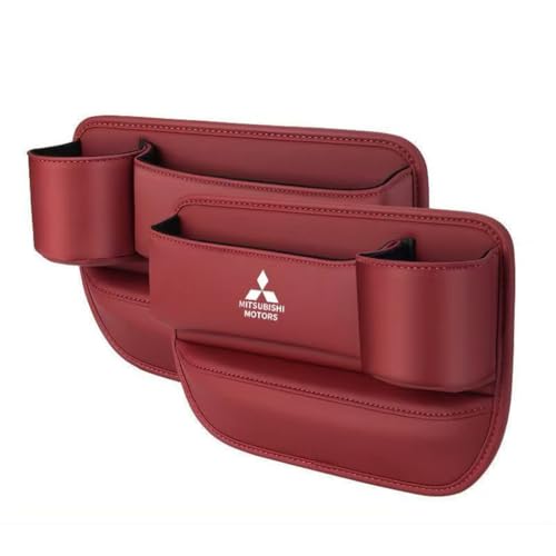 YUHGGVFG Autositz Seitentaschen Organizer für Mitsubishi Eclipse Cross 2018-2025,Leder-Getränkehalter Handy Auto Organizer Kleinigkeiten,C von YUHGGVFG