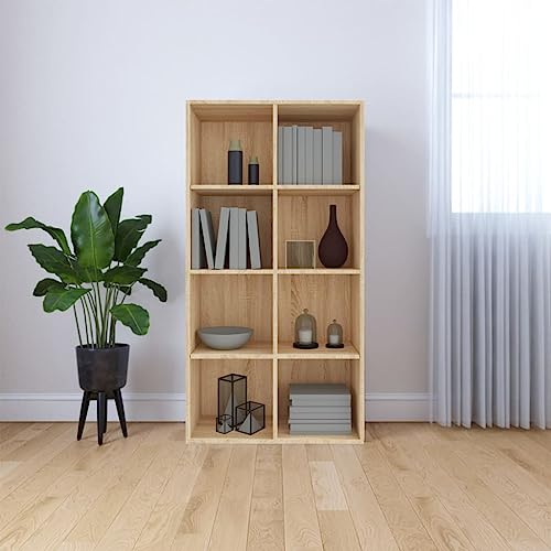 Bücherregal/Sideboard Sonoma-Eiche,Home Office Bücherregal,Multifunktionales Regal,Küchenregal,Badezimmer Regal,Aufbewahrungregal,Aktenregal,für Balkone,Wohnzimmer,Bücher,66x30x130 cm Holzwerkstoff von YUHI-HQYD