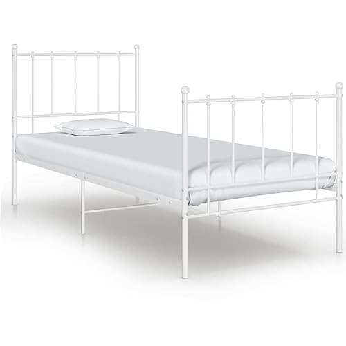 YUHI-HQYD Bett,Bed Frame,Full Size Bed Frame,Plattform-Bettgestell,Matratzenfundament,für Schlafzimmer, Arbeitszimmer,Kinderbett,Wohnungen,Weiß Metall 100x200 cm von YUHI-HQYD
