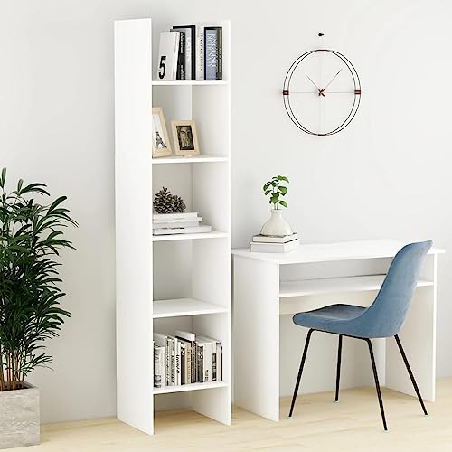 YUHI-HQYD Bücherregal,Home Office Bücherregal,Industrielles Bücherregal,Aktenregal,Büro-Regale,Aufbewahrungsregale,Display-Regale,für Schlafzimmer,Wohnzimmer,Küche, Weiß 40x35x180 cm Holzwerkstoff von YUHI-HQYD