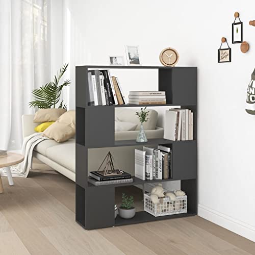 YUHI-HQYD Bücherregal Raumteiler,Aufbewahrungsregale,Display-Regale,Industrielles Bücherregal,Aktenregal,Offene Regale,Büro-Regale,für Büro,Arbeitszimmer,Wohnzimmer,Korridor, Grau 100x24x124 cm von YUHI-HQYD