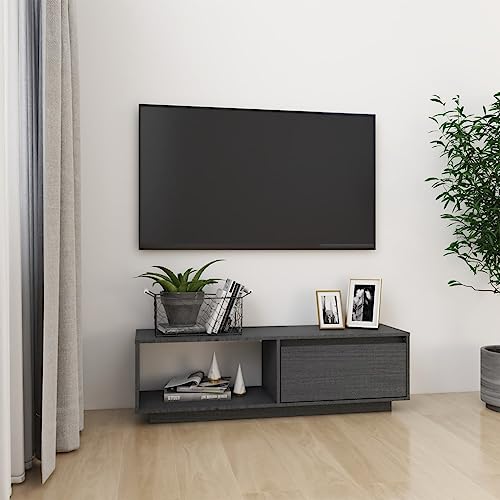 YUHI-HQYD TV-Schrank,Besteck Schränke,Multimedia-Schrank,Aufbewahrungsschränke,Korridor Kabinett,Zentrales Kabinett,Moderner Stil,für Wohnzimmer,Arbeitszimmer, Grau 110x30x33,5 cm Massivholz Kiefer von YUHI-HQYD