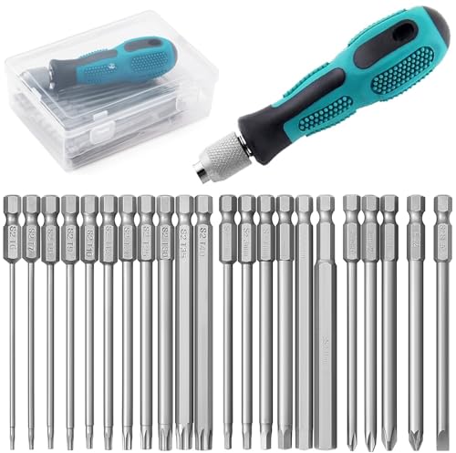 YUHIAKE 22 Stück Bit Set Lang Mit 1/4 Zoll Magnetischem Handhalter, Schraubendreher Satz, Torx T6-T40, Hex H2,5-H8, PH1, PH2, PZ2, Schlitz, Länge 100mm YUHIAKE 22 Stück Bit Set Lang Mit 1/4 Zoll Magnetischem Handhalter, Schraubendreher Satz, Torx T6-T40, Hex H2,5-H8, PH1, PH2, PZ2, Schlitz, Länge 100mm von YUHIAKE