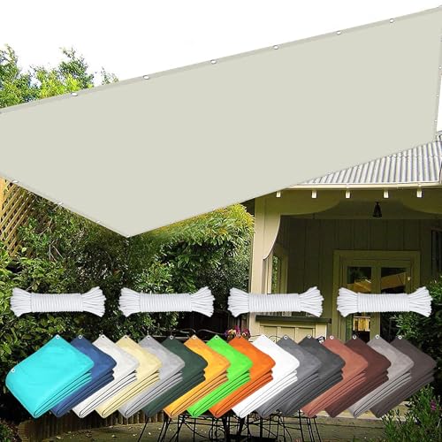 Rechteckig Sonnensegel Wasserdicht 1.4 x 1.9 m Wasserdicht Rechteckig Uv-Beständig Sonnenschutzdach Segeltuch Pergola mit Spannseilen mit Ösen für Balkon Garten, cremefarben von YUHUILI