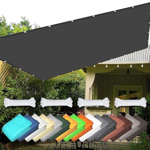 Rechteckig Sonnensegel Wasserdicht 2.5 x 2.5 m 98% Uv-Schut Wetterschutz Segel Baldachin mit Ösen Und Befestigungsseile für Garten Terrasse, Dunkelgrau von YUHUILI
