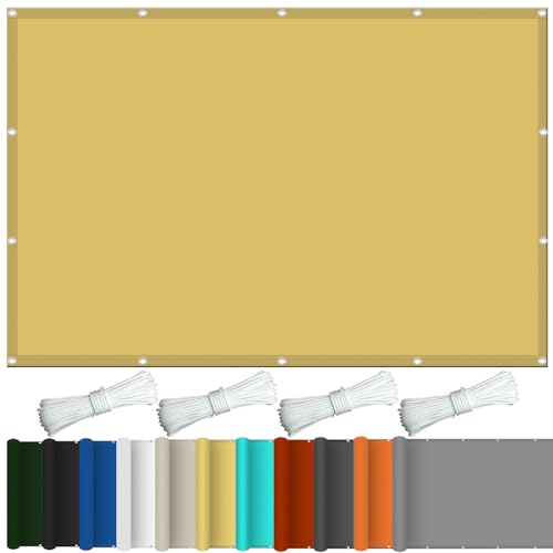 Sonnenschirm Segel Sonnenschutz Netz 1.5 x 2.2 m, Sonnensegel für Gartenpavillon 98% Uv-Schutz mit Öse Sonnensegel Balkon mit Ösen Und Befestigungsseile, Sandgelb von YUHUILI