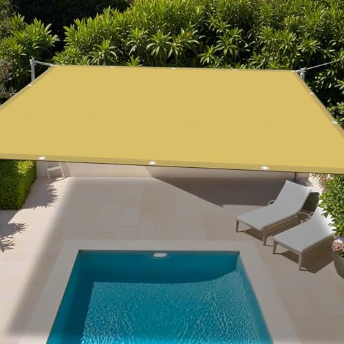Sonnenschutz Sonnensegel 1.6 x 9.5 m, Rechteckige Markise mit Pu-Beschichtung Wasserdicht Ripstop UV Schutz Sonnensegel Balkon mit Ösen Und Befestigungsseile, Creme Farben von YUHUILI