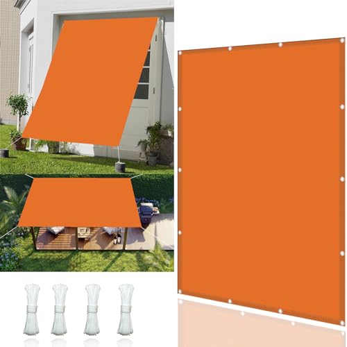 Sonnenschutz Sonnensegel 6.5 x 8 m, Sonnensegel Sonnenschutz Windschutz Wetterbeständig Wasserdicht UV Schutz Sonnensegel Balkon mit Ösen Und Befestigungsseile, Orange von YUHUILI
