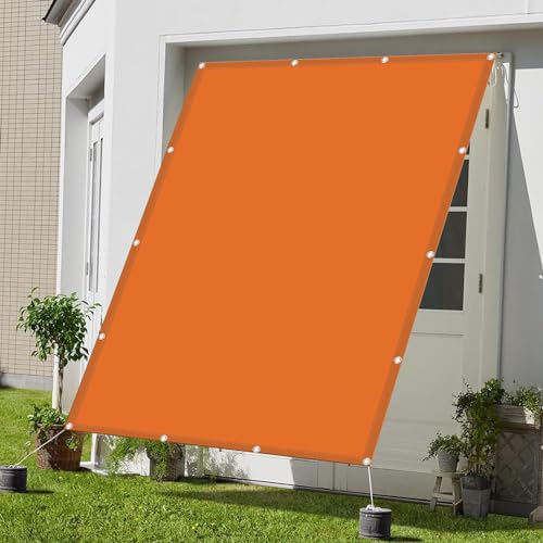 Sonnensegel Rechteckig 1.5 x 1.6 m, Sonnenschutz Baldachin PES Polyester Sonnenschutz UV Schutz Sonnensegel Balkon mit Ösen Und Befestigungsseile, Orange von YUHUILI