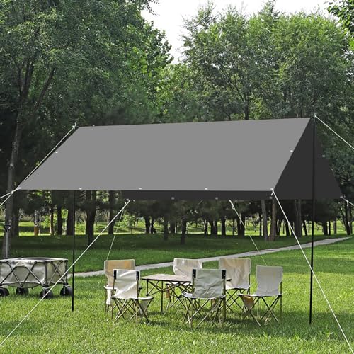 Sonnensegel Rechteckig 2 x 4 m Wetterschutz Sonnenschutz PES Polyester mit UV Schutz Sonnensegel Balkon mit Ösen Und Befestigungsseile, Hellgrau von YUHUILI