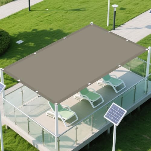 Sonnensegel Wasserabweisend 0.9 x 2.2 m Rechteckig Wasserdicht Sonnenschutz Windschutz Shading Garden Sunshade Net mit Spannseilen mit Ösen für Terrasse Camping, Khaki von YUHUILI