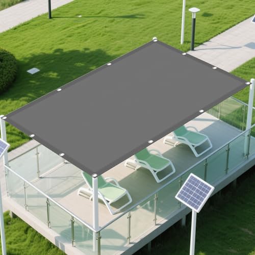 Sonnensegel Wasserabweisend 1.4 x 2.6 m Rechteckig Wasserdicht Sonnenschutz Windschutz Shading Garden Sunshade Net mit Spannseilen mit Ösen für Terrasse Camping, Hellgrau von YUHUILI